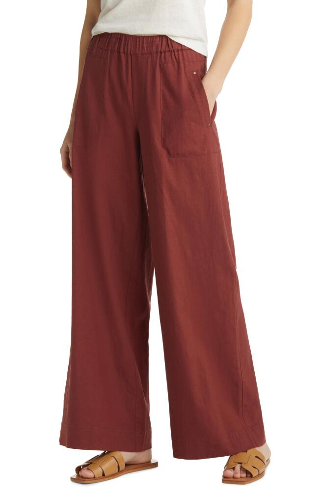 Wit & Wisdom High Waist Wide Leg Linen Blend Pants in Buhe-Burnt Henna Cover