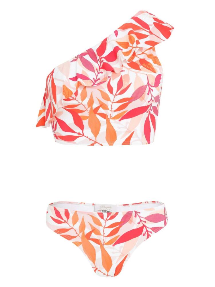 Brigitte leaf-print bikini set - White Cover