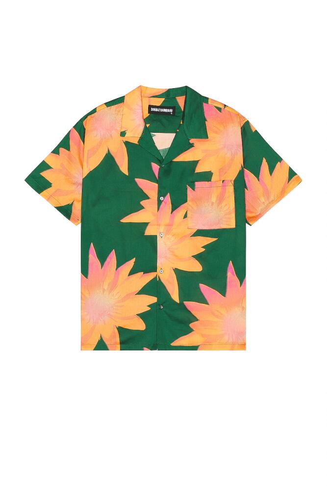 DOUBLE RAINBOUU Short Sleeve Hawaiian Shirt in Green Cover