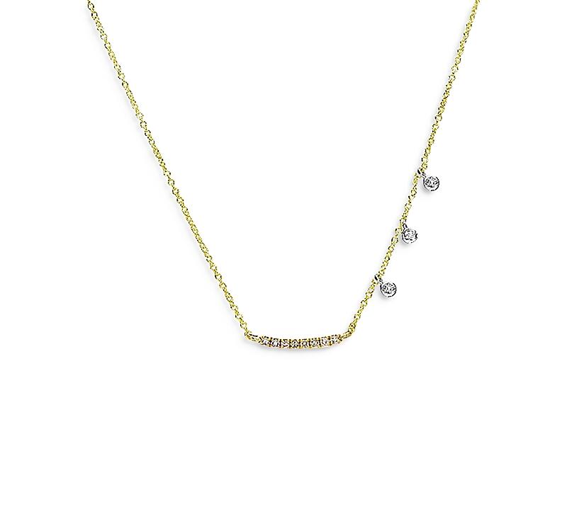 Meira T 14K Yellow & White Gold Mini Curved Diamond Bar Necklace, 18 Cover