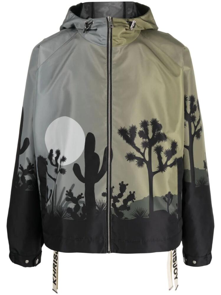 Khrisjoy graphic-print hooded jacket - Green Cover