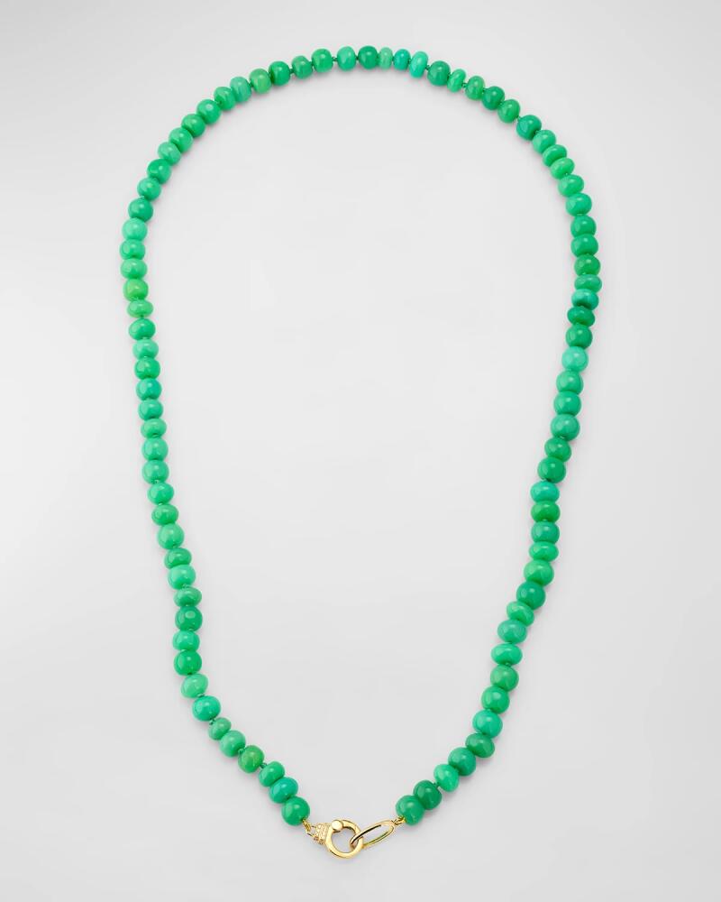 Sorellina 18K Yellow Gold 6mm Chrysoprase Rondelle Necklace with Small Diamond Clasp, 22"L Cover