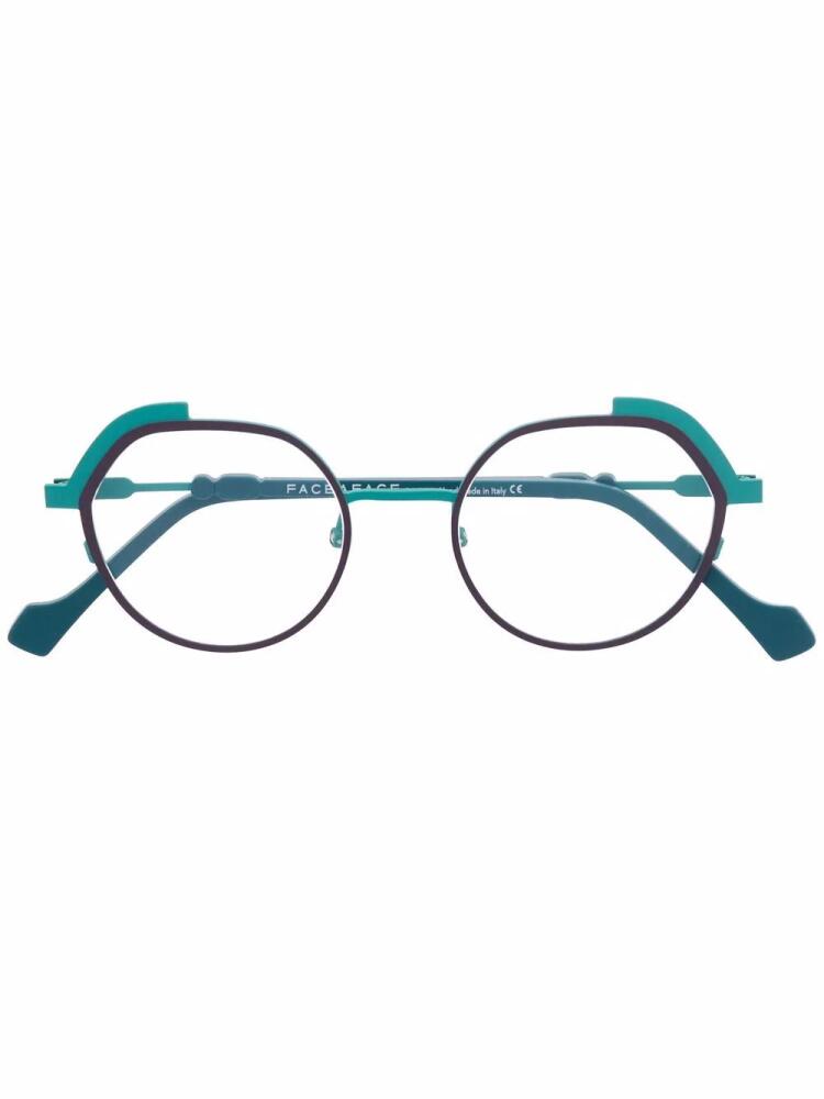 Face À Face matte-effect round-frame glasses - Green Cover