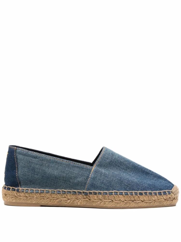 Saint Laurent logo-embroidered denim espadrilles - Blue Cover