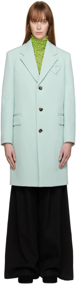 Bottega Veneta Blue Single-Breasted Coat Cover