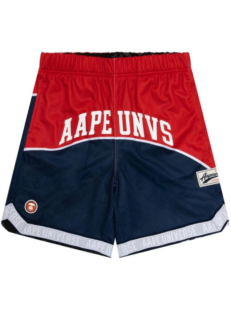 AAPE BY *A BATHING APE® mix-print reversible track shorts - Blue Cover