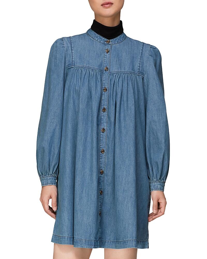 Whistles Chambray Denim Trapeze Dress Cover