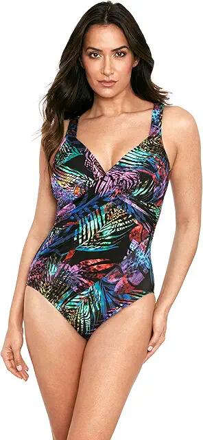 Miraclesuit Tropicat Revele One-Piece (Black/Multi) Women's Swimsuits One Piece Cover