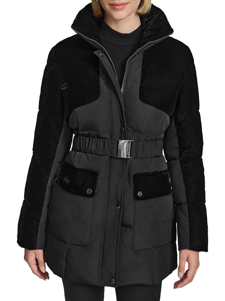 Andrew Marc Women's Kempsey Belted Longline Puffer Jacket - Black Cover