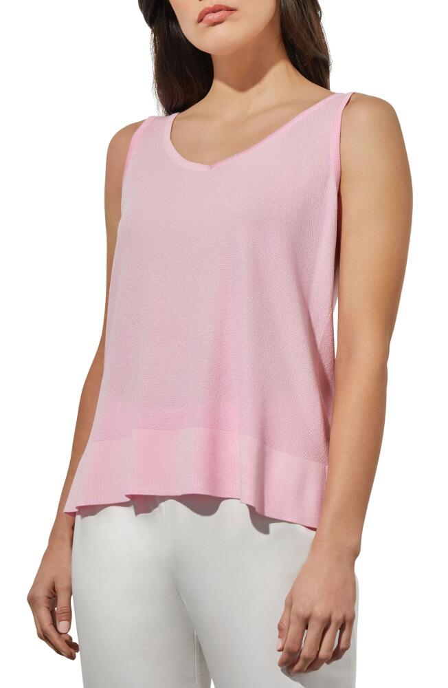 Ming Wang V-Neck Side Slit Tank in Perfect Pink Cover