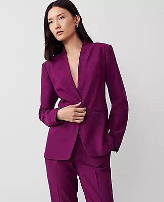 Ann Taylor The Long Collarless Blazer in Bi-Stretch Cover