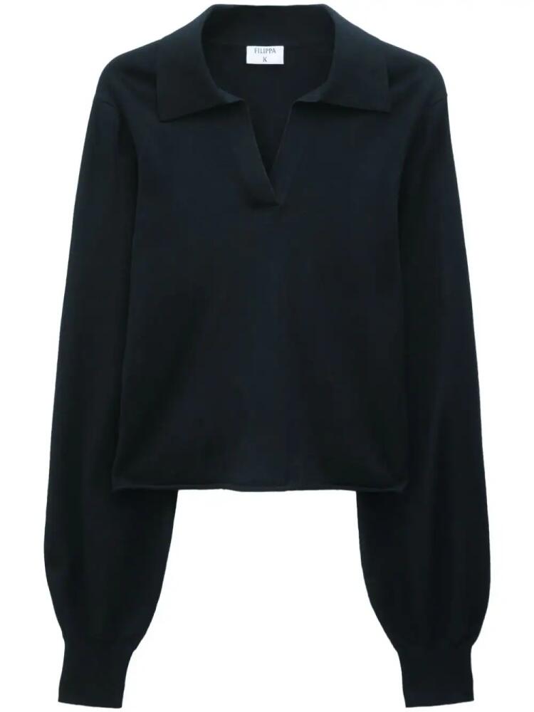 Filippa K fine-knit polo-collar jumper - Black Cover