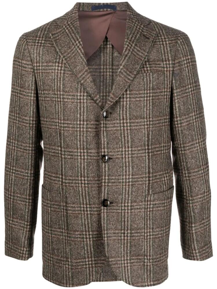 Barba plaid-check pattern single-breasted blazer - Green Cover