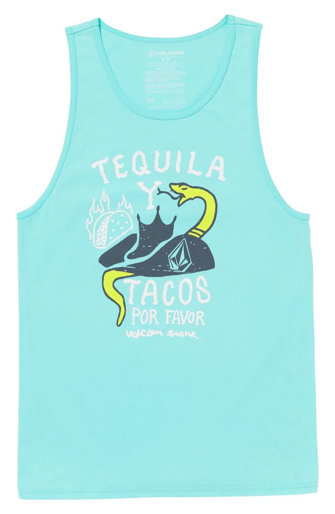 Volcom Por Favor Graphic Tank in Blue/white Cover