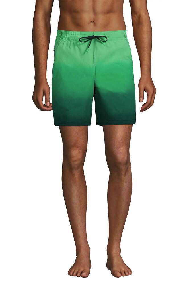 Lands' End 7" Volley Swim Trunks in Deep Balsam/wintergreen Ombre Cover