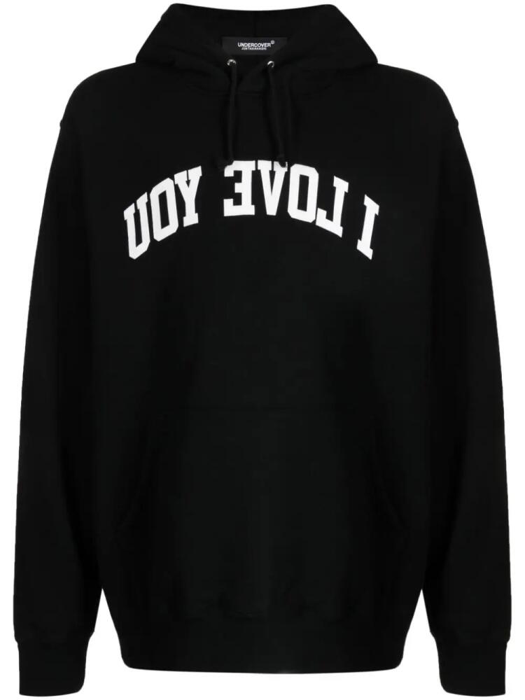 Undercover slogan-print drawstring hoodie - Black Cover