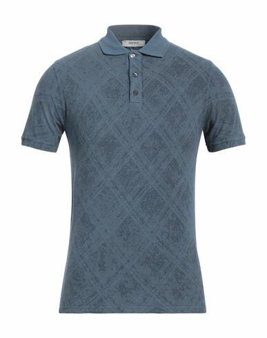 Alpha Studio Man Polo shirt Slate blue Cotton Cover