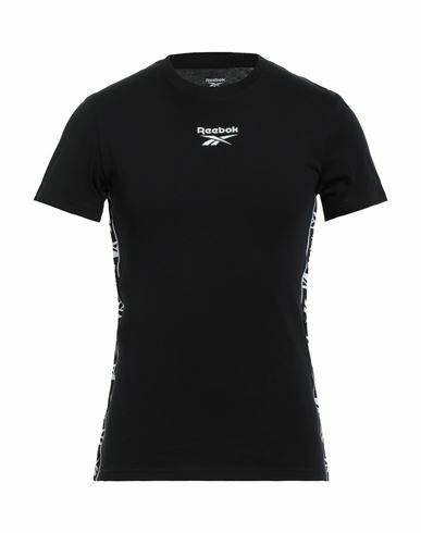 Reebok Man T-shirt Black Cotton, Elastane Cover