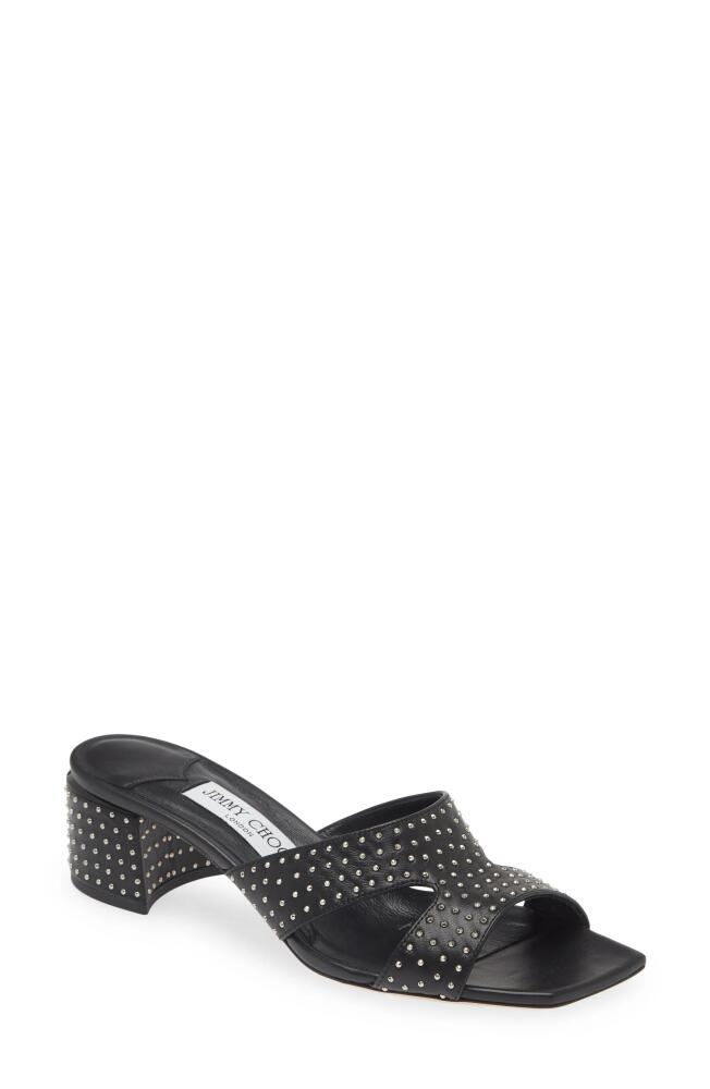 Jimmy Choo Ellison Studded Slide Sandal in Black/Silver Cover