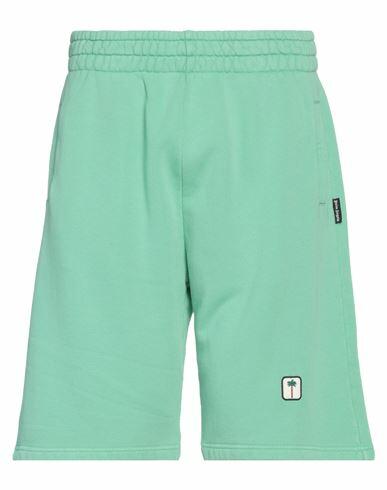 Palm Angels Man Shorts & Bermuda Shorts Light green Cotton, Polyester, Polyethylene, Ceramic Cover