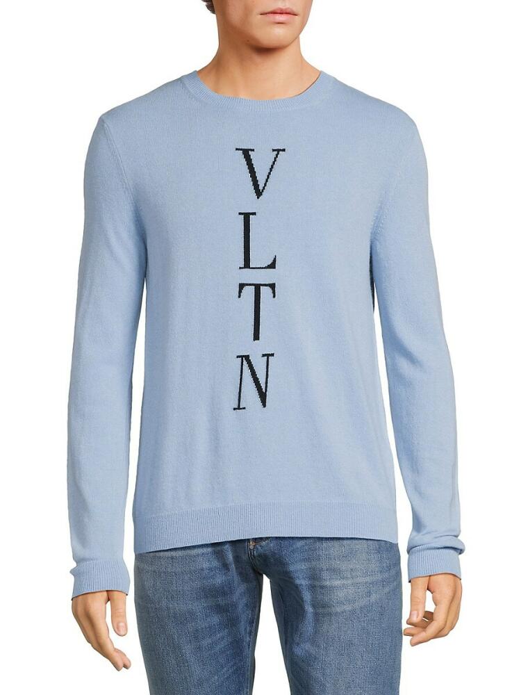 Valentino Men's Logo Wool Blend Sweater - Light Blue Cover