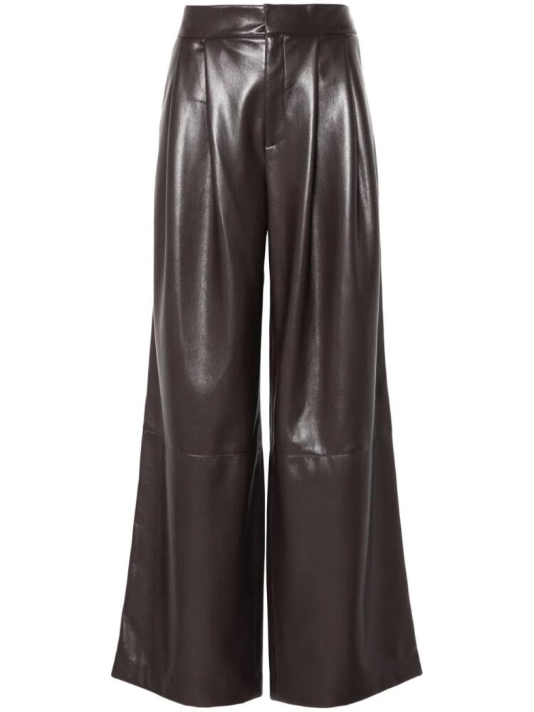 BOSS pleat-detailing faux-leather trousers - Purple Cover