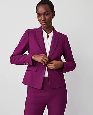 Ann Taylor The Shorter One Button Peak Lapel Blazer in Bi-Stretch Cover