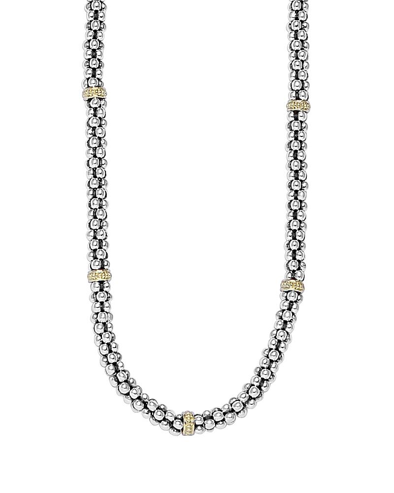 Lagos 18K Gold and Sterling Silver Caviar Mini Rope Necklace, 18 Cover