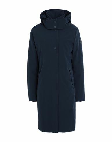 Woolrich Firth Down Hooded Trench Woman Puffer Navy blue Polyester, Elastane Cover