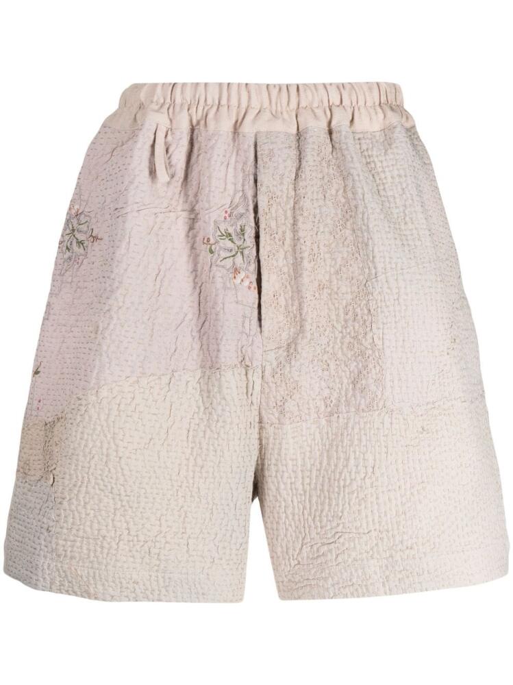 By Walid embroidered linen-cotton shorts - Neutrals Cover