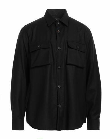 Manuel Ritz Man Shirt Black Size 15 ½ Virgin Wool, Elastane Cover