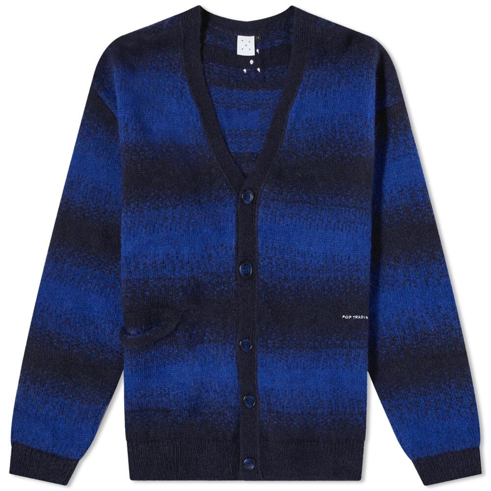 Pop Trading Company Men's Stipe Knit Cardigan in Sodalite Blue/Black Cover