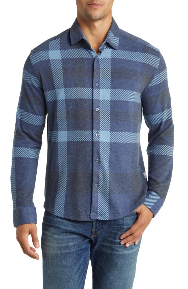 Stone Rose Big Plaid Tech Fleece Button-Up Shirt in Navy Cover