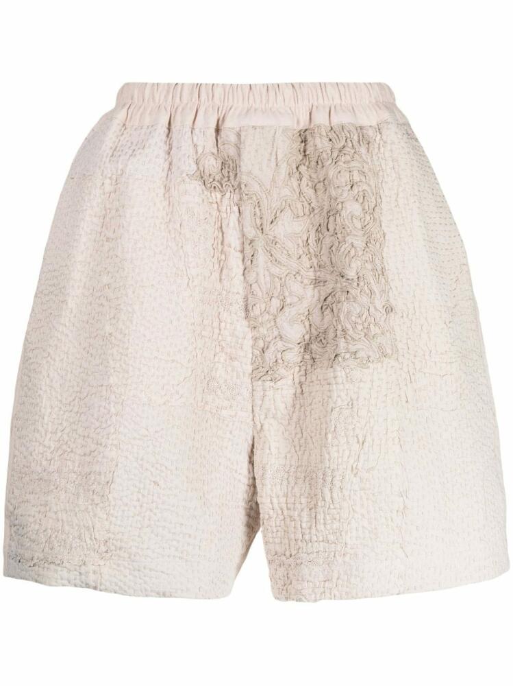 By Walid embroidered-patchwork bermuda shorts - Neutrals Cover