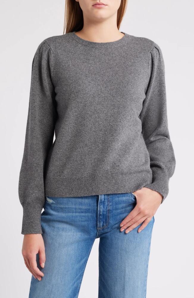 caslon(r) Puff Sleeve Cotton Blend Crewneck Sweater in Grey Dark Heather Cover