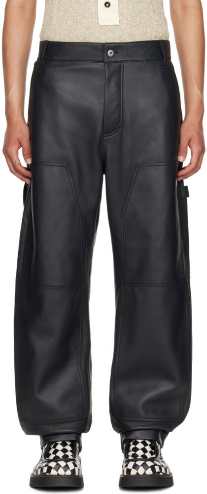 Bottega Veneta Black Cargo Leather Pants Cover