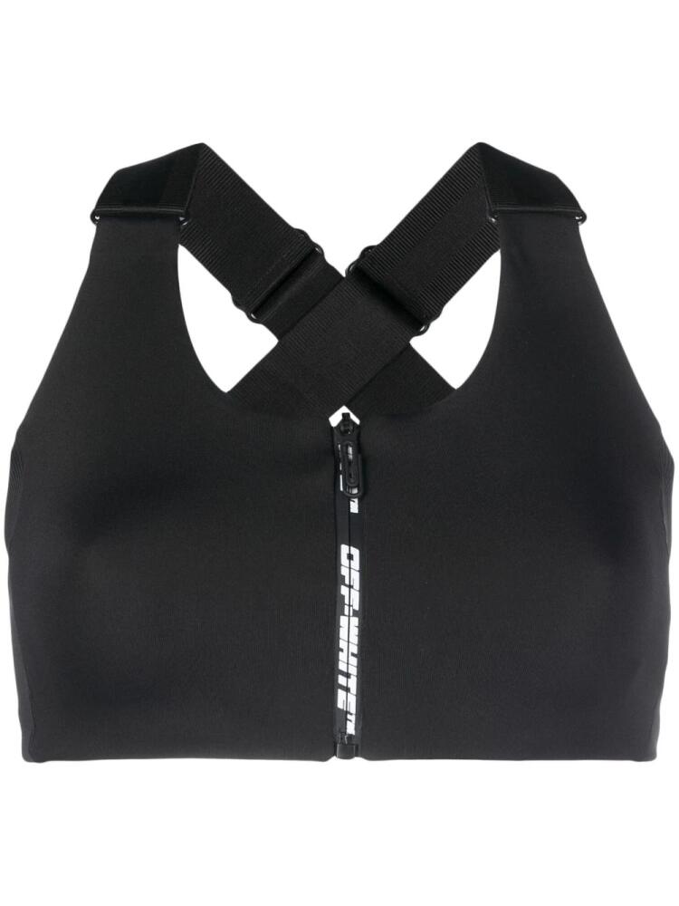 Off-White zip-up logo sports bra - Black Cover