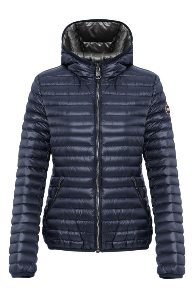 COLMAR Hooded Water Repellent Down Recycled Nylon Puffer Jacket in Navy-Dark Steel Cover