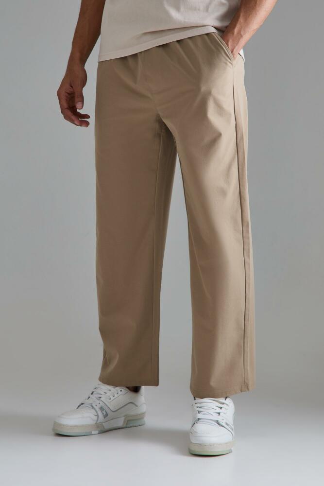 Mens Elasticated Waist Technical Stretch Relaxed Cropped Pants - Beige Cover