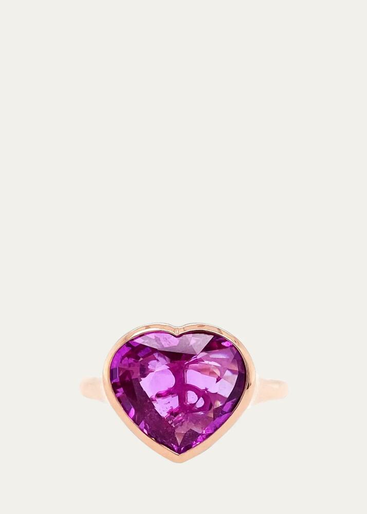 Bayco 18K Rose Gold Heart-Shaped Pink Sapphire Ring Cover