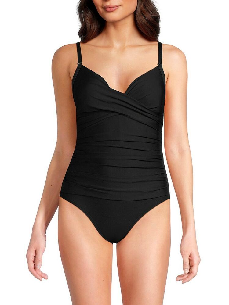 Calvin Klein Women's Twist Tankini One Piece Swimsuit - Black Cover