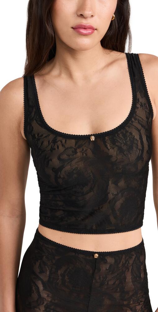 Versace Jacquard Baroque Tulle Tank Top Black Cover