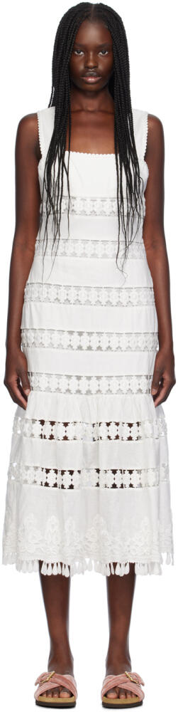 ZIMMERMANN White Pop Trimmed Midi Dress Cover