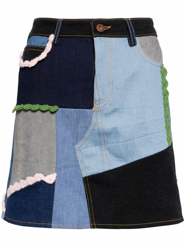 CAVIA patchwork denim miniskirt - Blue Cover