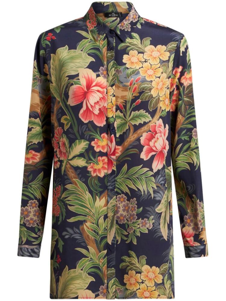 ETRO floral-print silk shirt - Blue Cover