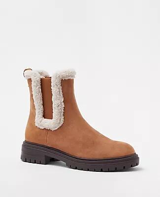 Ann Taylor Shearling Lug Sole Booties Cover