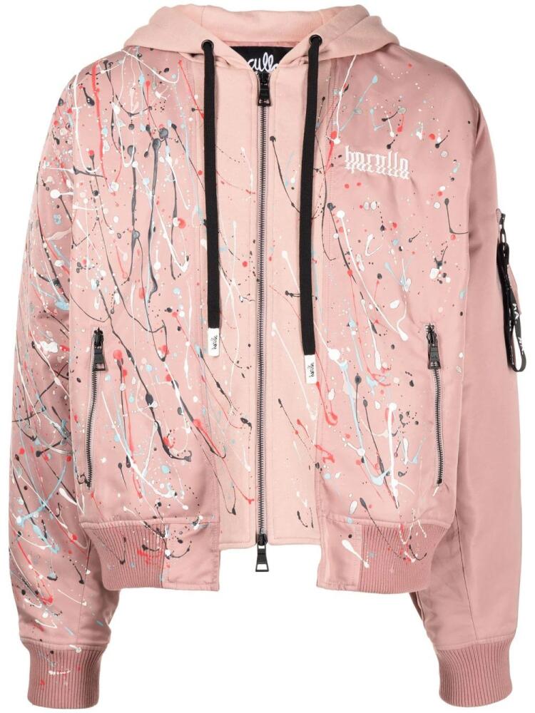 Haculla graphic-print hooded bomber-jacket - Pink Cover