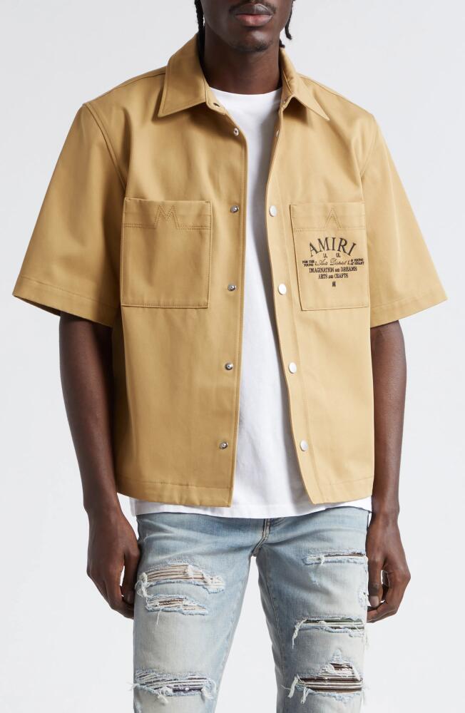 AMIRI Arts District Embroidered Cotton Camp Shirt in Sepia Tint Cover