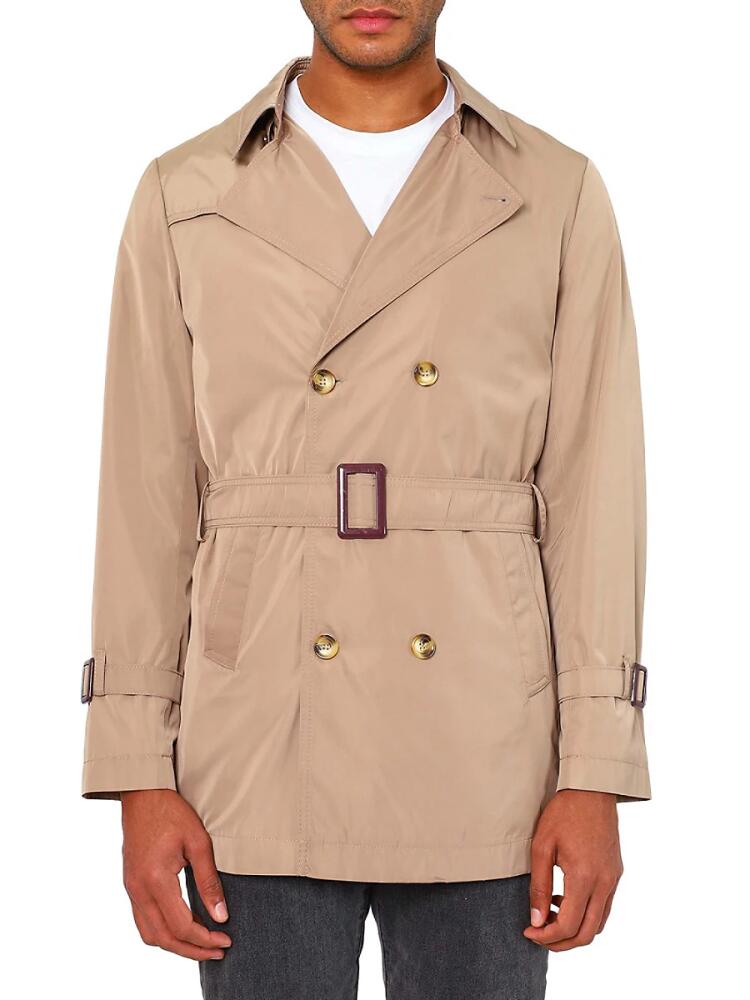 Vellapais Men's Drelux Bellagio Belted Trench Coat - Beige Cover