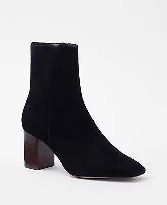 Ann Taylor High Block Heel Suede Booties Cover